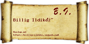Billig Ildikó névjegykártya